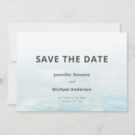 Reserve A Data Casamento Aquarela Náutica Azul Moderna