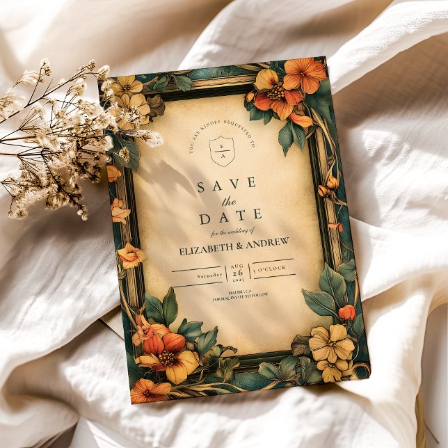 Reserve A Data Casamento Art Nouveau Laranja Queimado (Criador carregado)