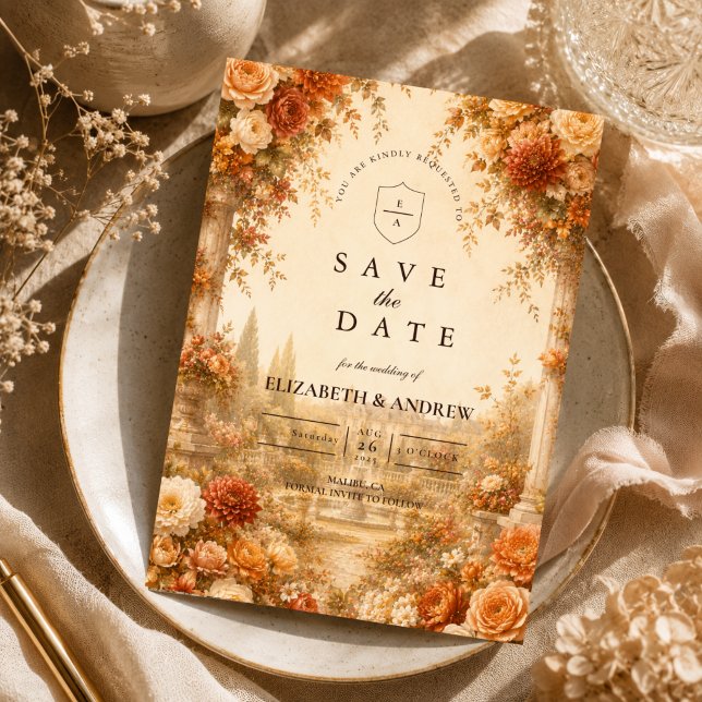 Reserve A Data Casamento Atemporal no Jardim de Outono (Criador carregado)