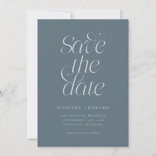 Reserve A Data Casamento Azul Ardósia Tipografia Moderna Elegante