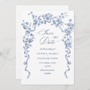 Reserve A Data Casamento Azul com Grace Floral Dusty, Ornamentado