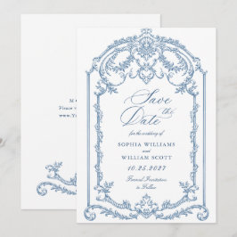 Reserve A Data Casamento Azul com Grace Floral Dusty, Ornamentado