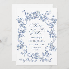 Reserve A Data Casamento Azul com Grace Floral Dusty, Ornamentado
