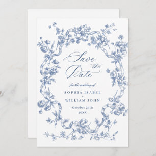 Reserve A Data Casamento Azul com Grace Floral Dusty, Ornamentado