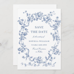 Reserve A Data Casamento Azul com Grace Floral Dusty, Ornamentado