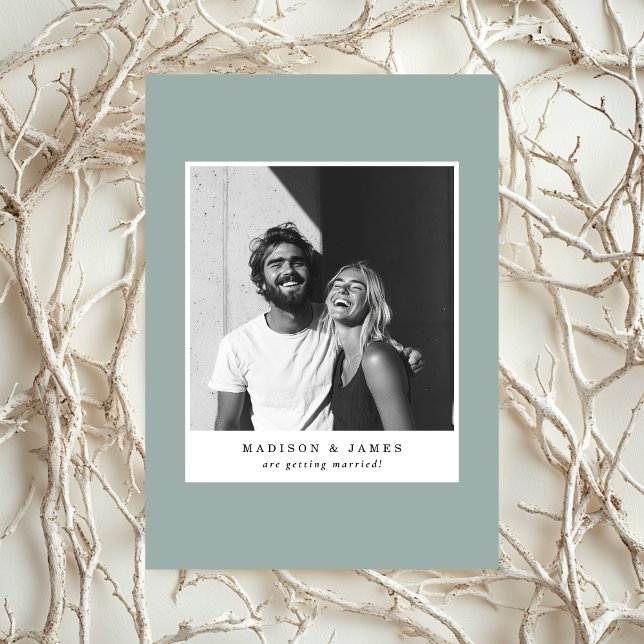 Reserve A Data Casamento Azul de Cinza de Fotografia Casual Ultra (Criador carregado)