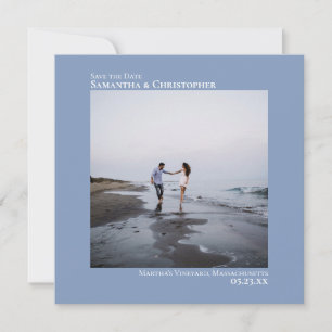 Reserve A Data Casamento Azul de Foto Praça Mínima de Artsy Simpl