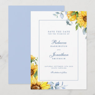 Reserve A Data Casamento Azul De Girassol E Eucalyptus Salvar A D
