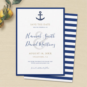 Reserve A Data Casamento Azul de Marinho Náutico de Âncora Salv