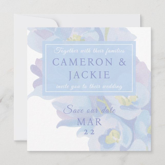 Reserve A Data Casamento Azul Delphinium  (Frente)
