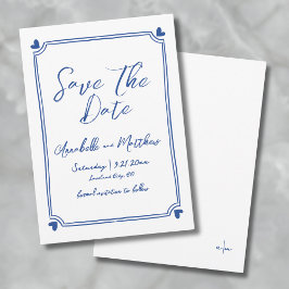 Reserve A Data Casamento Azul Desenhado à Mão