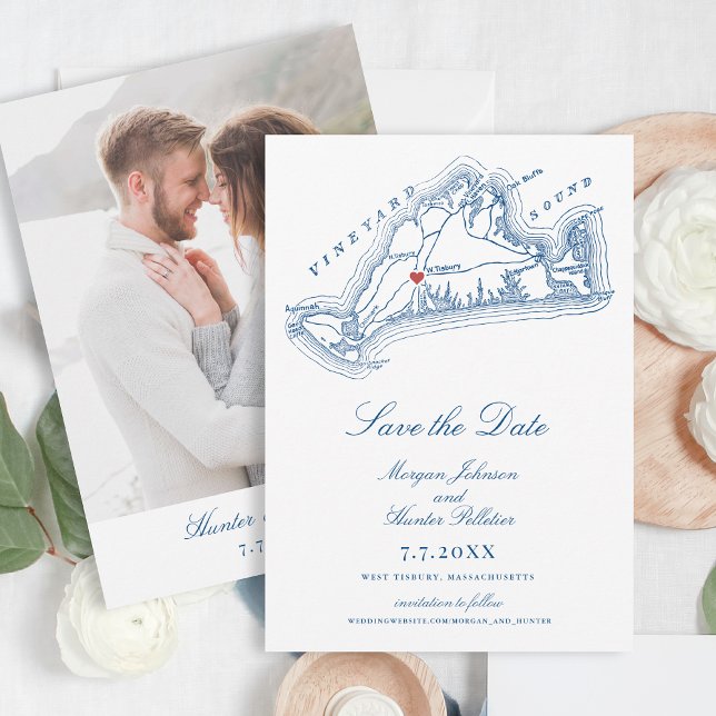 Reserve A Data Casamento Azul do Marinho Elegante das MÃES de Wes (West Tisbury Wedding Save the Date for an elegant Navy Blue Martha's Vineyard Wedding )