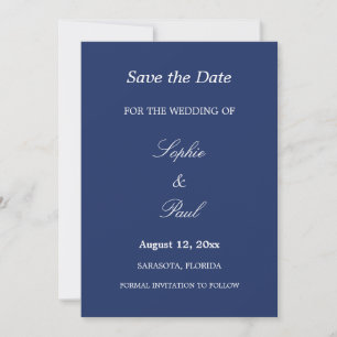 Reserve A Data Casamento Azul do Marinho Elegante Salvar a Data
