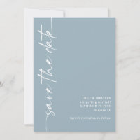 Casamento Azul Dusty com Código QR de Caligrafia M