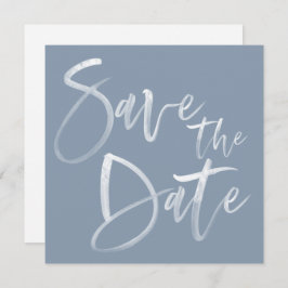 Reserve A Data Casamento Azul Dusty, Script de Caligrafia de Pinc