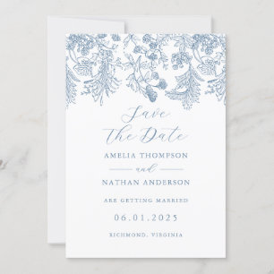 Reserve A Data Casamento Azul Elegante Vintage Salve A Data