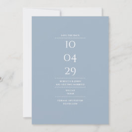 Reserve A Data Casamento Azul Empoeirado Minimalista Moderno