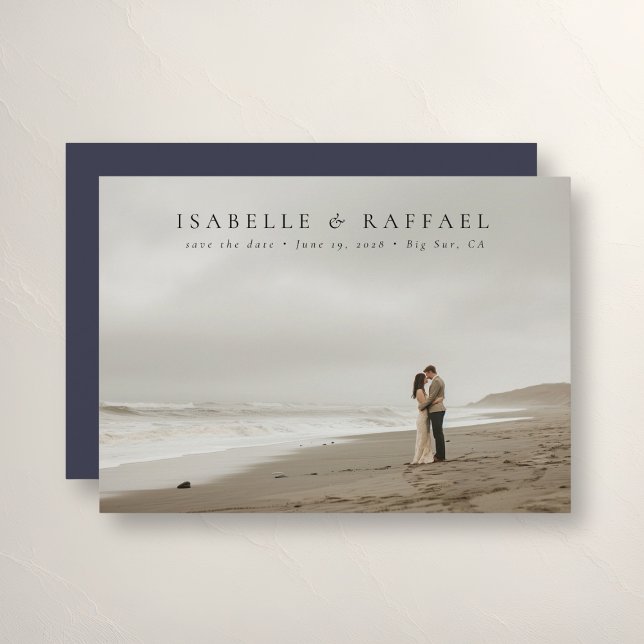 Reserve A Data Casamento Azul Escuro e Luxuoso Foto Formal Escuro (Criador carregado)