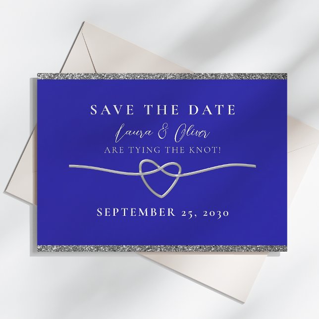 Reserve A Data Casamento Azul Real Prata Salve A Data (Criador carregado)