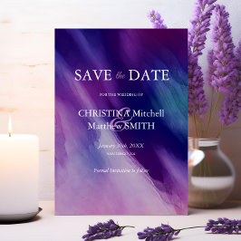 Reserve A Data Casamento Azul Roxo Moderno