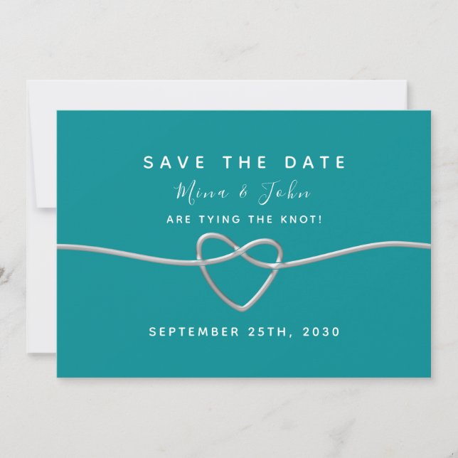 Reserve A Data Casamento Azul Turquesa Moderno (Frente)