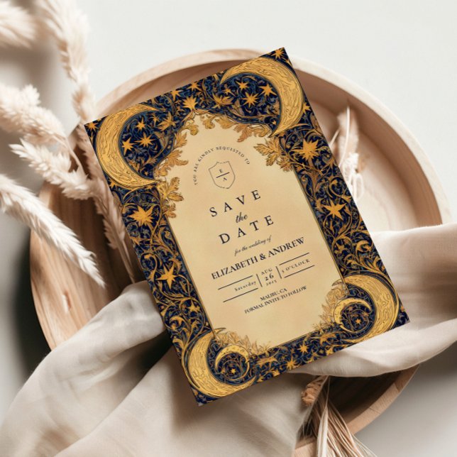 Reserve A Data Casamento Barroco à Luz Dourada da Lua (Criador carregado)