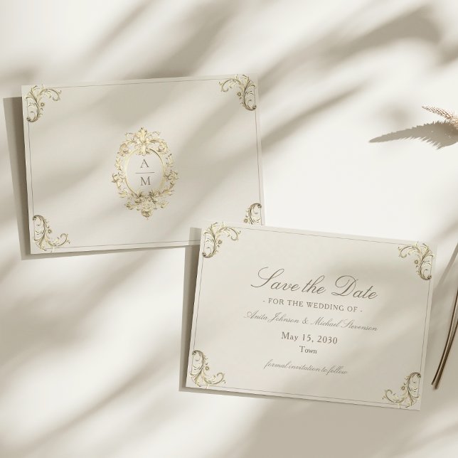Reserve A Data Casamento Barroco em Creme Dourado (Criador carregado)