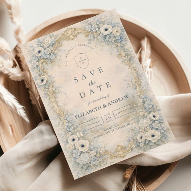 Reserve A Data Casamento Barroco Floral Ornate (Criador carregado)