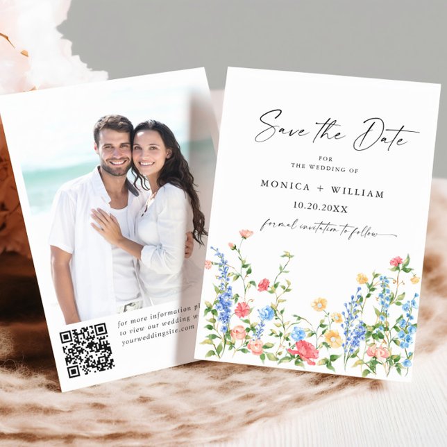 Reserve A Data Casamento Boêmia de Watercolor Meadow Wildflower (Criador carregado)