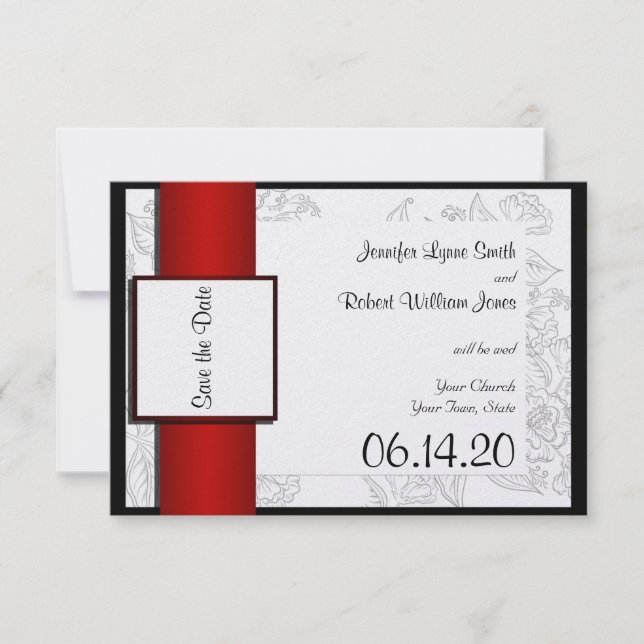 Reserve A Data Casamento Boêmiano Vermelho Branco Negro Salve a D (Frente)