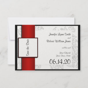 Reserve A Data Casamento Boêmiano Vermelho Branco Negro Salve a D