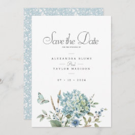 Reserve A Data Casamento Bohemian Blue Floral Watercolor