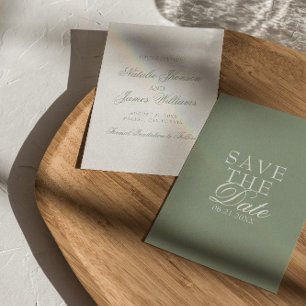 Reserve A Data Casamento Boho Antigo Dinheiro Verde Sage Elegante