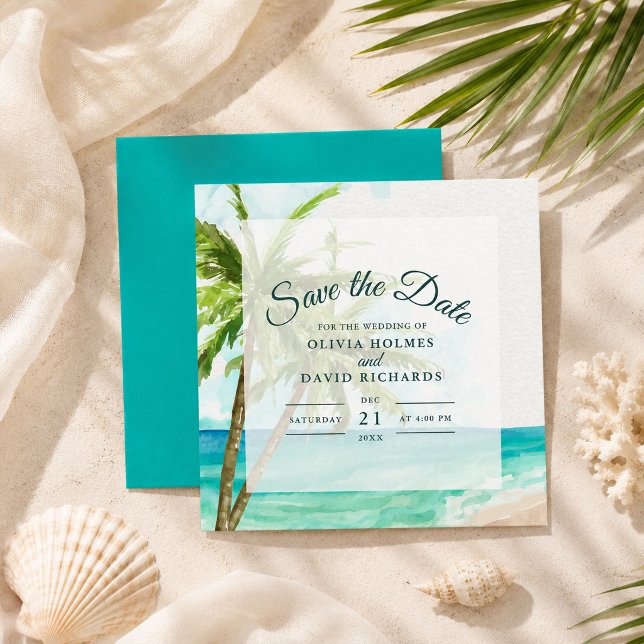 Reserve A Data Casamento Boho Costeiro na Praia Salve a Data  (Boho Coastal Beach Wedding Save the Date)