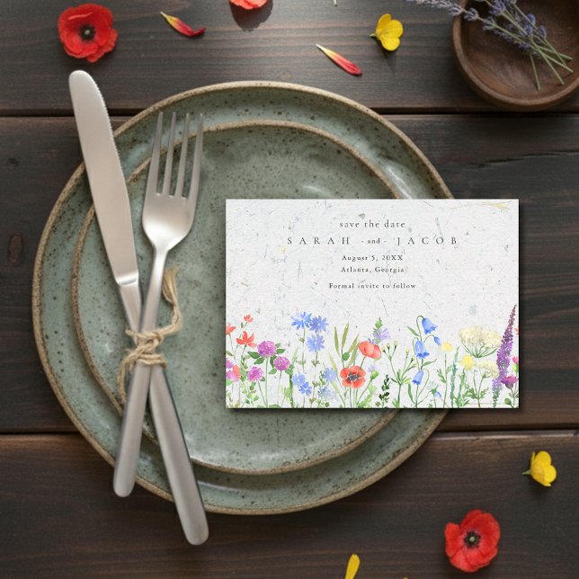 Reserve A Data Casamento Boho de Flor Silvestre Salvar a Data (Wildflower Boho Garden Wedding Save the Date)