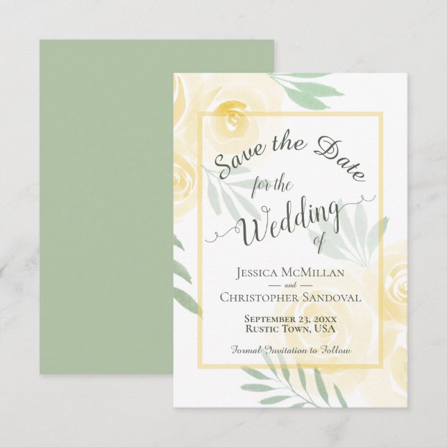 Reserve A Data Casamento Boho de Rosas Elegantes em Tons de Mante (Frente/Verso)