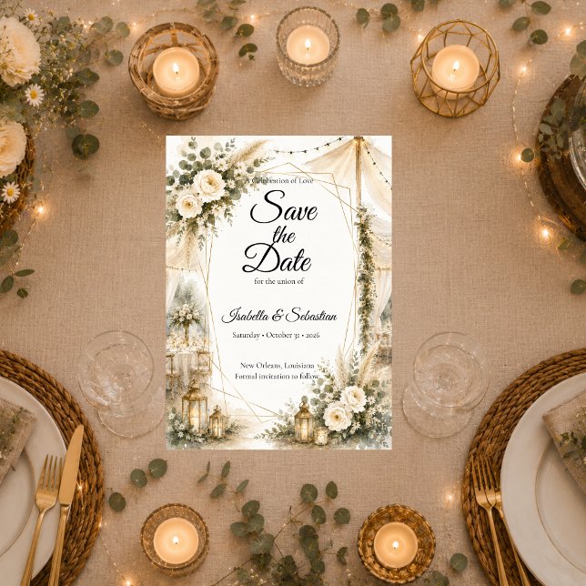 Reserve A Data Casamento Boho Elegante (Criador carregado)