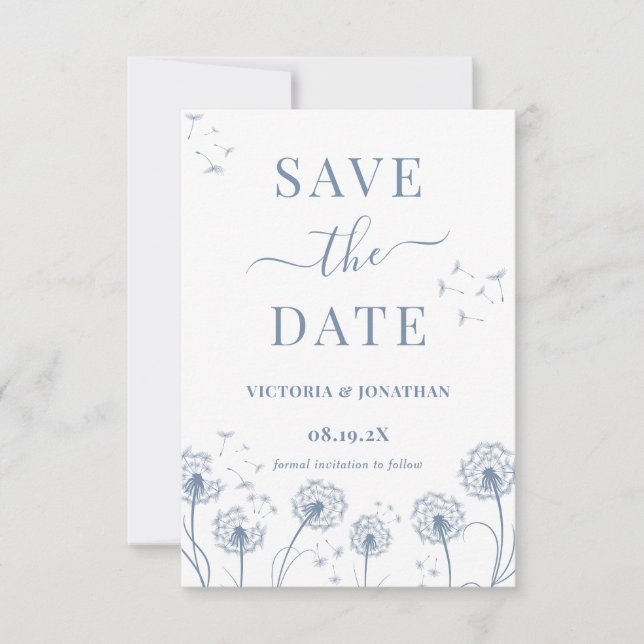 Reserve A Data Casamento Boho Flor Silvestre Azul Branco (Frente)