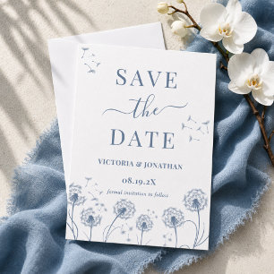 Reserve A Data Casamento Boho Flor Silvestre Azul Branco