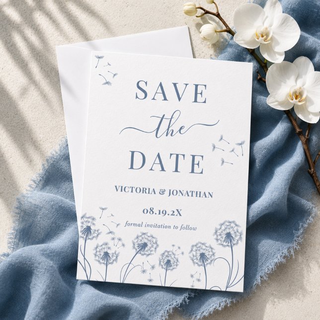 Reserve A Data Casamento Boho Flor Silvestre Azul Branco (Criador carregado)