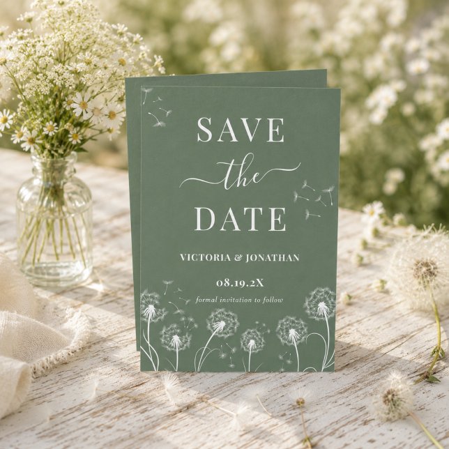 Reserve A Data Casamento Boho Flor Silvestre Verde (Criador carregado)