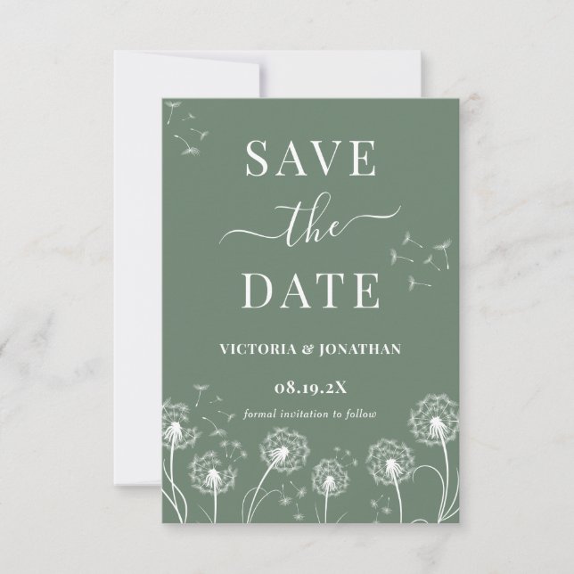Reserve A Data Casamento Boho Flor Silvestre Verde (Frente)