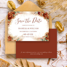 Reserve A Data Casamento Boho Floral Romântico com Caligrafia Ele