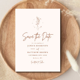Reserve A Data Casamento Boho Minimalista Terracota Laranja Queim