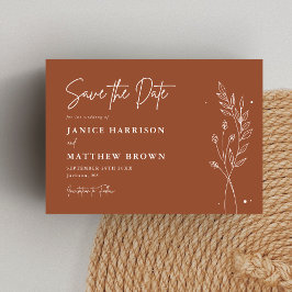 Reserve A Data Casamento Boho Minimalista Terracota Laranja Queim