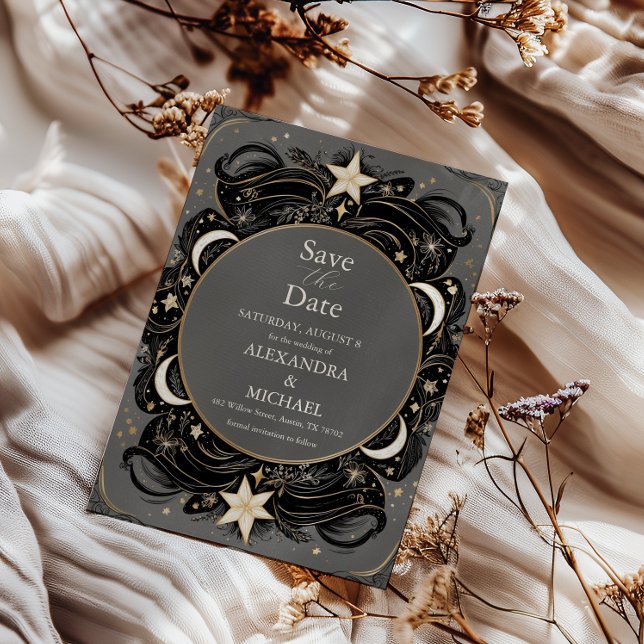 Reserve A Data Casamento Boho Noite Estrelada Lua Mística Celesti (Criador carregado)