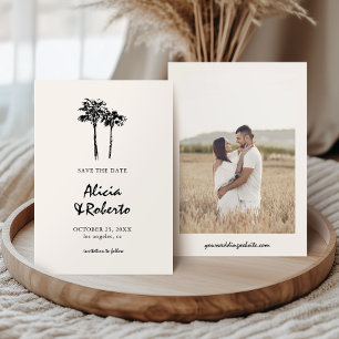 Reserve A Data Casamento Boho Tropical Árvore Palmeira Desenhada 
