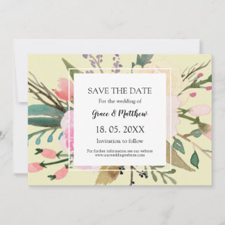 Reserve A Data Casamento bonito com aquarela floral