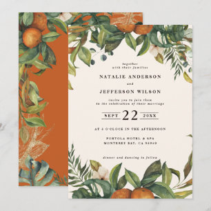 Reserve A Data Casamento botânico aquarela laranja cítrico