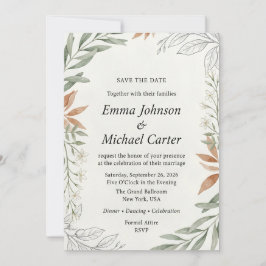 Reserve A Data Casamento Botânico Boho Terracota e Verde Salvia